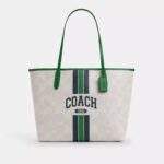 Coach City Tote Bag In Signature Canvas With Coach Graphic Chalk/Kelly Multi