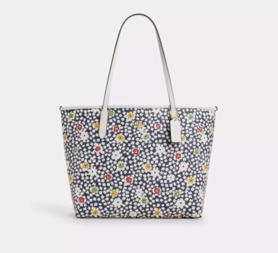 Coach City Tote Bag With Floral Print Deep Blue/Chalk Multi 