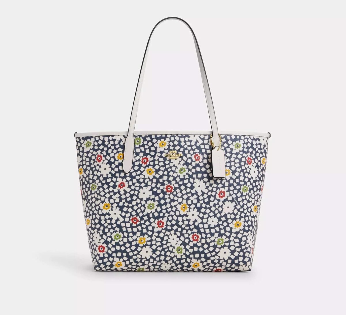 Coach City Tote Bag With Floral Print Deep Blue/Chalk Multi 