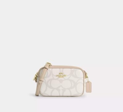 Coach Mini Jamie Camera Bag In Sketch Signature Canvas Gold/Ivory