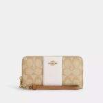 Long Zip Around Wallet In Signature Canvas With Stripe
