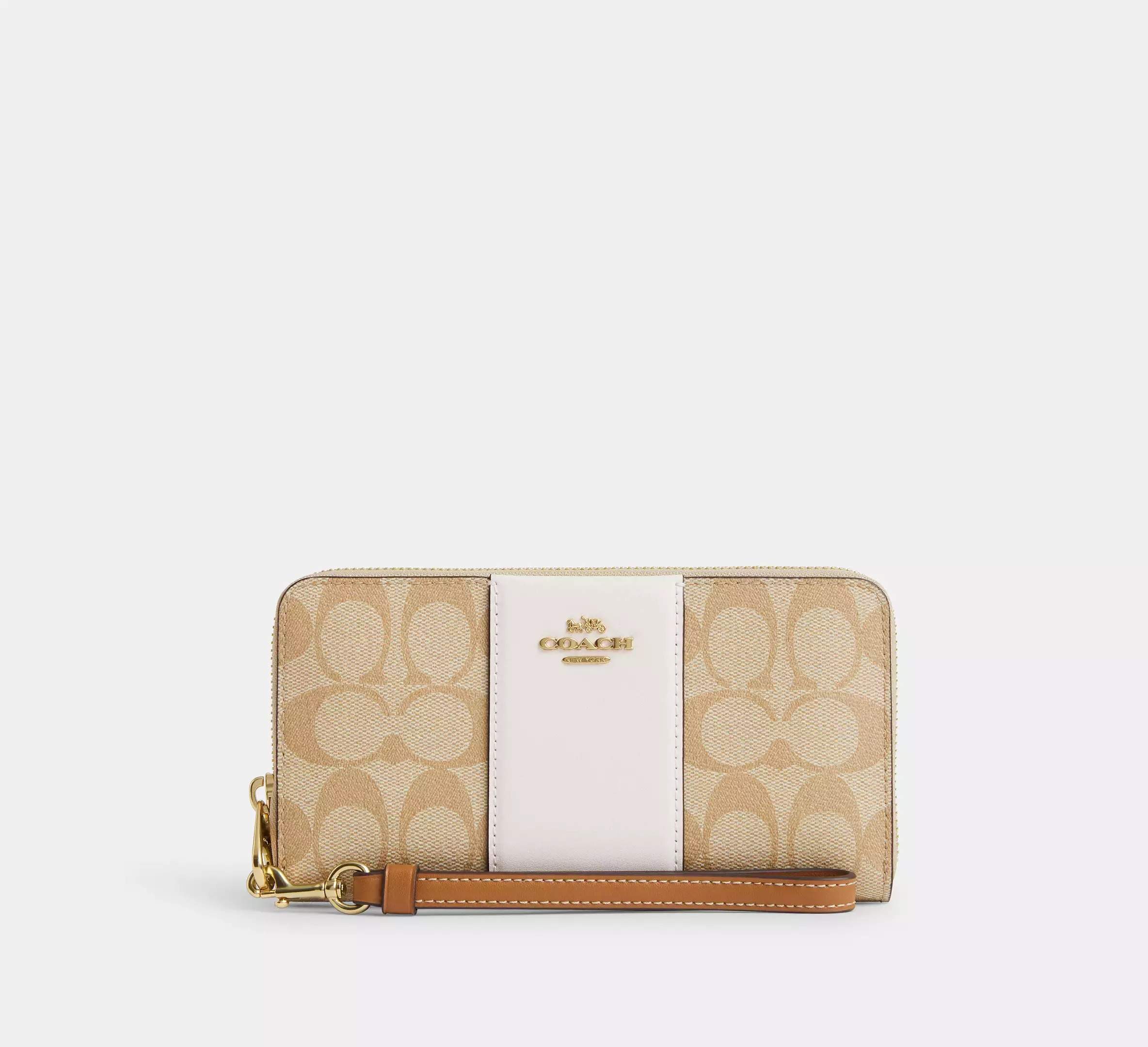 Long Zip Around Wallet In Signature Canvas With Stripe