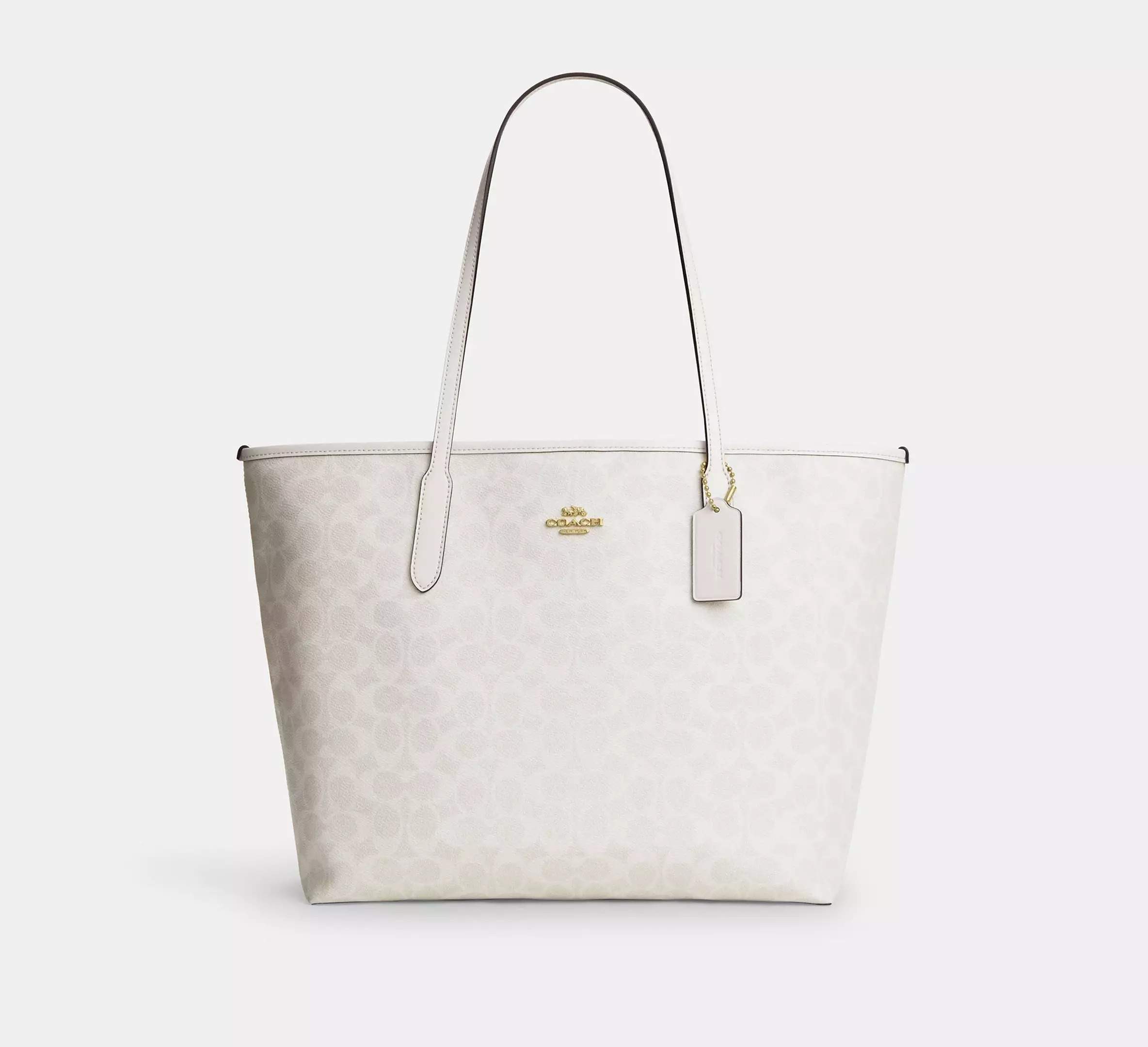 Coach City Tote Bag In Signature Canvas Gold/White/Chalk