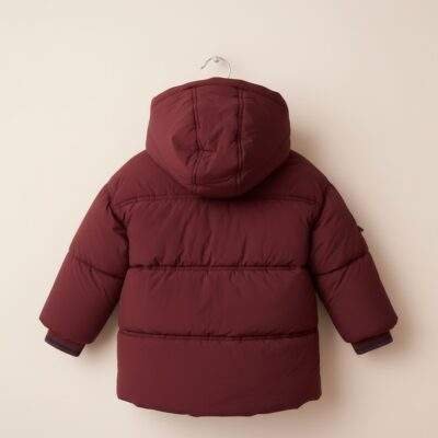 Burgundy Red Borg Lined Padded Shower Resistant Coat