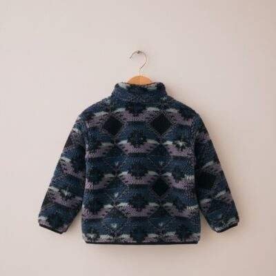 Blue/Purple Patterned Zip Through Fleece