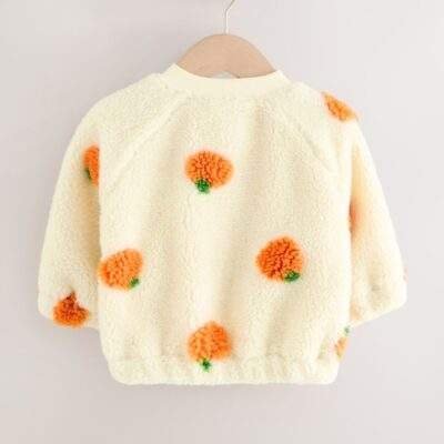 Cream Pumpkin Borg Fleece Bomber Jacket