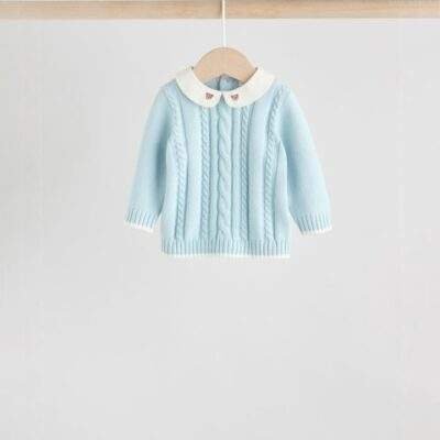 Blue Knitted Jumper and Leggings Baby Set