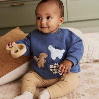 Blue Dino Baby Sweatshirt and Leggings Set