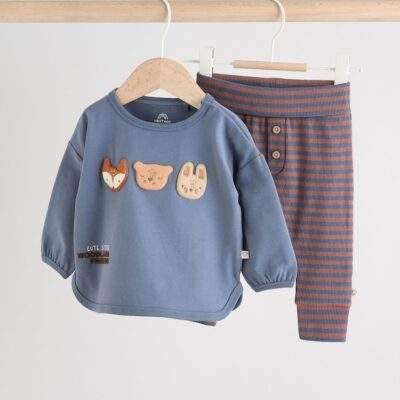 Blue Woodland Top and Leggings 2 Piece Baby Set
