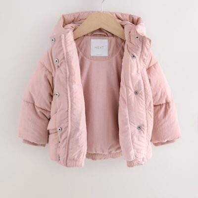 Pink Shower Resistant Faux Fur Lined Padded Coat