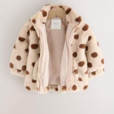 Brown/Cream Faux Fur Bomber Jacket