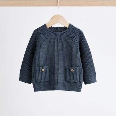 Navy Baby Knitted Top and Leggings Set