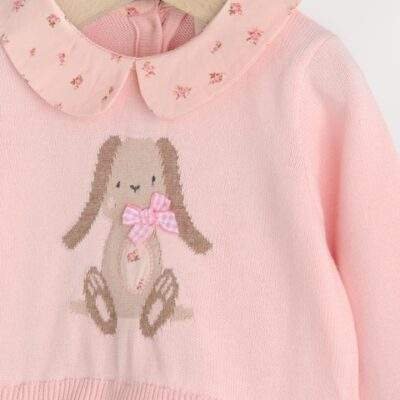 Pink Bunny Baby Knitted Twofer Dress
