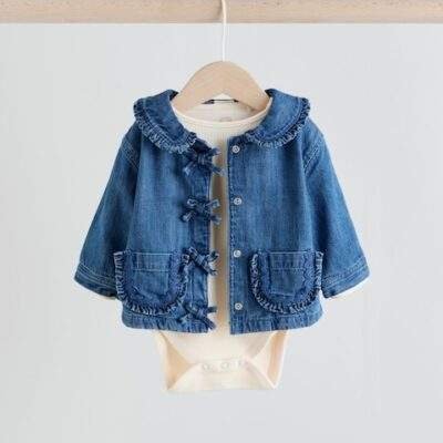 Neutral Animal Baby Denim Jacket, Top and Leggings Set 3 Piece