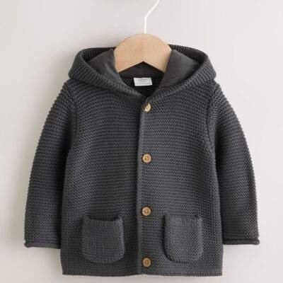Charcoal Grey Knitted Baby Cardigan
