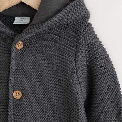 Charcoal Grey Knitted Baby Cardigan