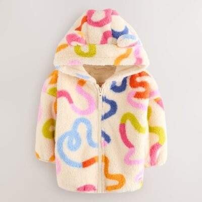 Cream Rainbow Squiggle Zip Through Fleece (3mths-7yrs)