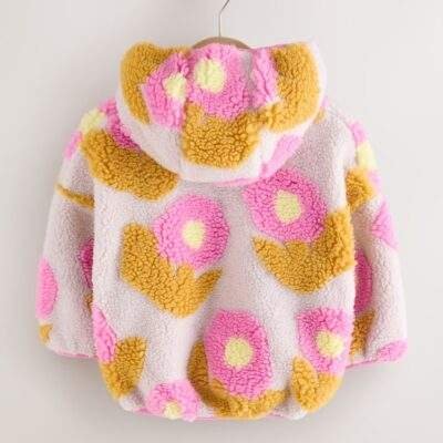 Lilac Flower Print Zip Through Fleece