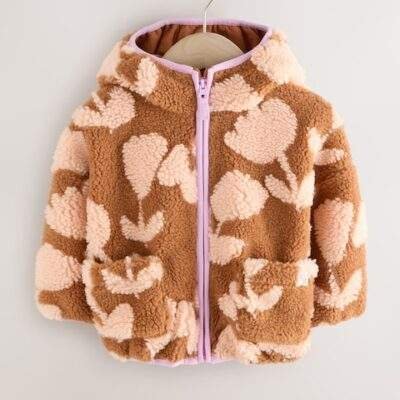Brown Floral Zip Through Fleece