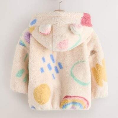 Cream Doodle Print Zip Through Fleece