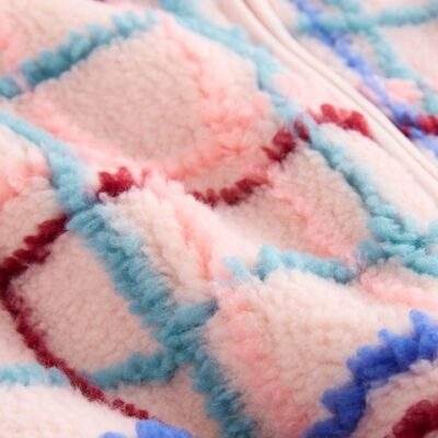 Pink Grid Print Zip Through Fleece