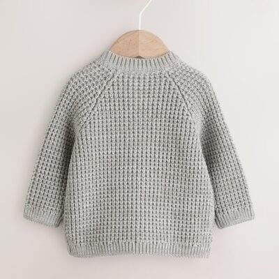 Grey Crochet Flowers Baby Knitted Cardigan