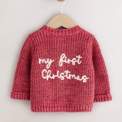 My First Christmas Knitted Baby Cardigan
