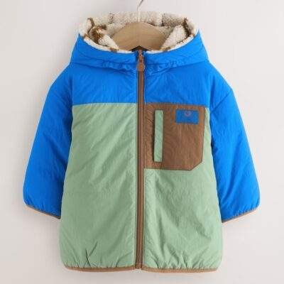 Blue/Green Reversible Borg Jacket
