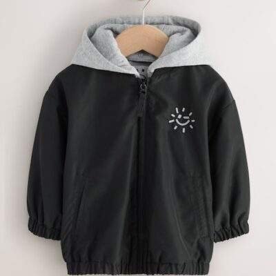 Black Hooded Bomber Jacket