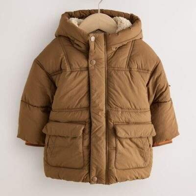 Brown Borg Lined Padded Shower Resistant Coat