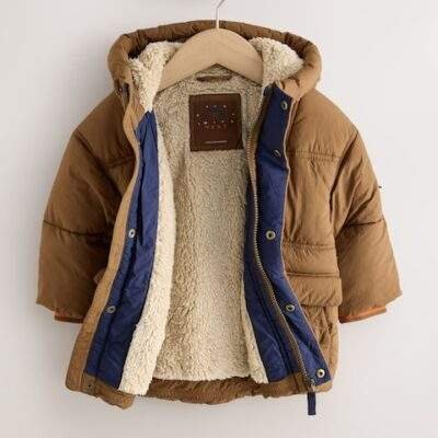 Brown Borg Lined Padded Shower Resistant Coat