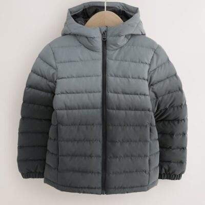 Black/Grey Quilted Midweight Hooded Jacket