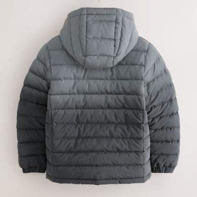 Black/Grey Quilted Midweight Hooded Jacket