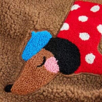 Brown Sausage Dog Borg Fleece Bomber Jacket