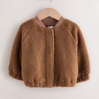 Brown Sausage Dog Borg Fleece Bomber Jacket