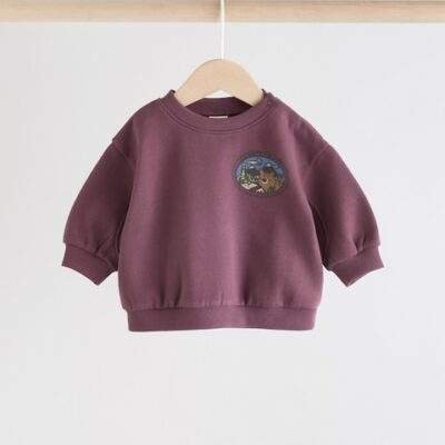 Burgundy Red Bear Baby Sweatshirt and Joggers Set