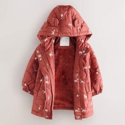 Rust Red Shower Resistant Heart Quilt Coat