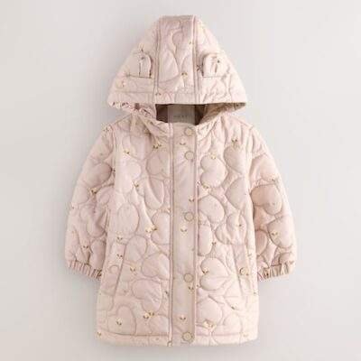 Lilac Purple Shower Resistant Heart Quilt Coat