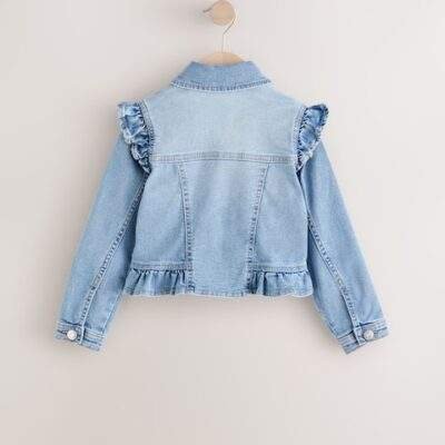 Mid Blue Frill Shoulder Denim Jacket