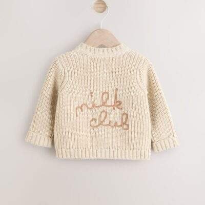 Neutral Milk Club Chunky Knitted Embroidered Baby Cardigan
