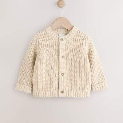 Neutral Milk Club Chunky Knitted Embroidered Baby Cardigan