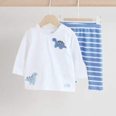 Blue Dino Baby T Shirt and Legging Set