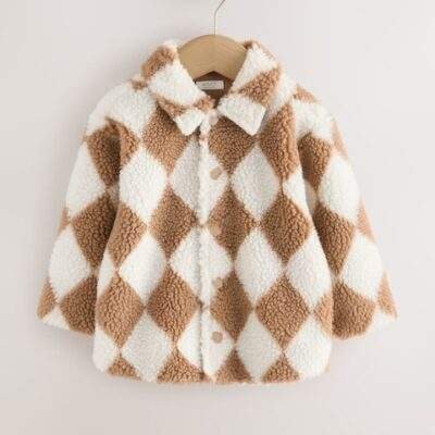 Neutral/Tan Harlequin Borg Fleece Shacket