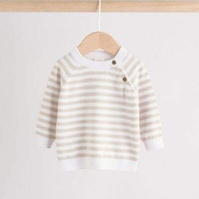 Neutral Stripe Knitted Top and Leggings Baby Set
