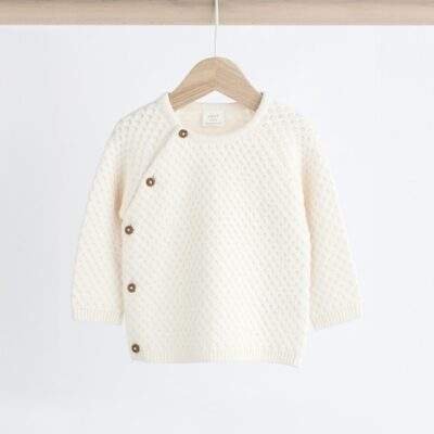 White Knitted Jumper And Trouser Baby Set