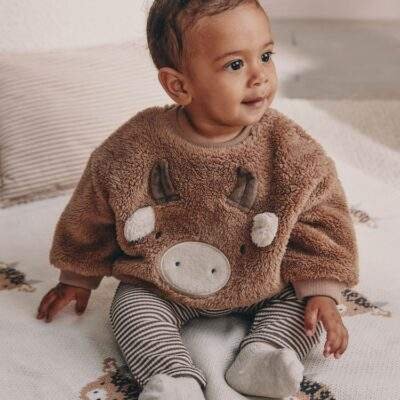 Brown Hamish Fleece Baby Sweat and Legging Set