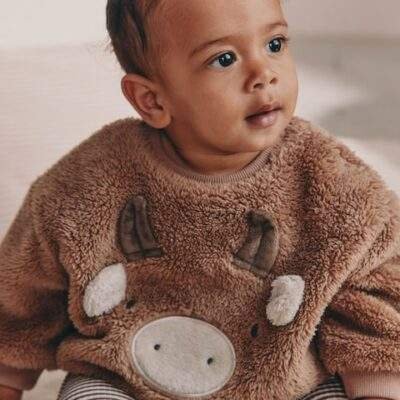 Brown Hamish Fleece Baby Sweat and Legging Set