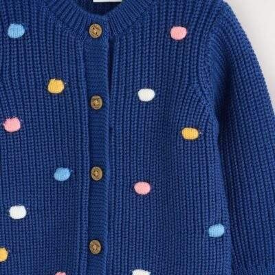 Navy and Multi Colour Bobble Baby Knitted Cardigan