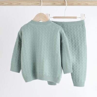 Mineral Baby Textured Knitted 100% Cotton Jumper and Leggings Set