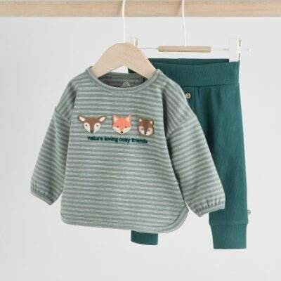 Green Character Top and Leggings 2 Piece Baby Set